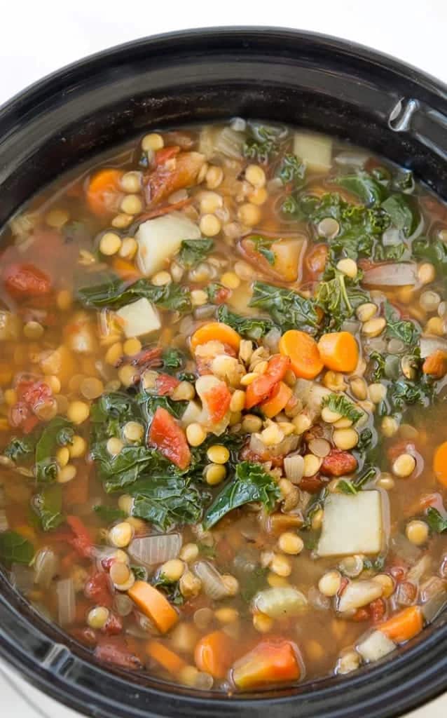 Easy Crock Pot Lentil Vegetable Soup 