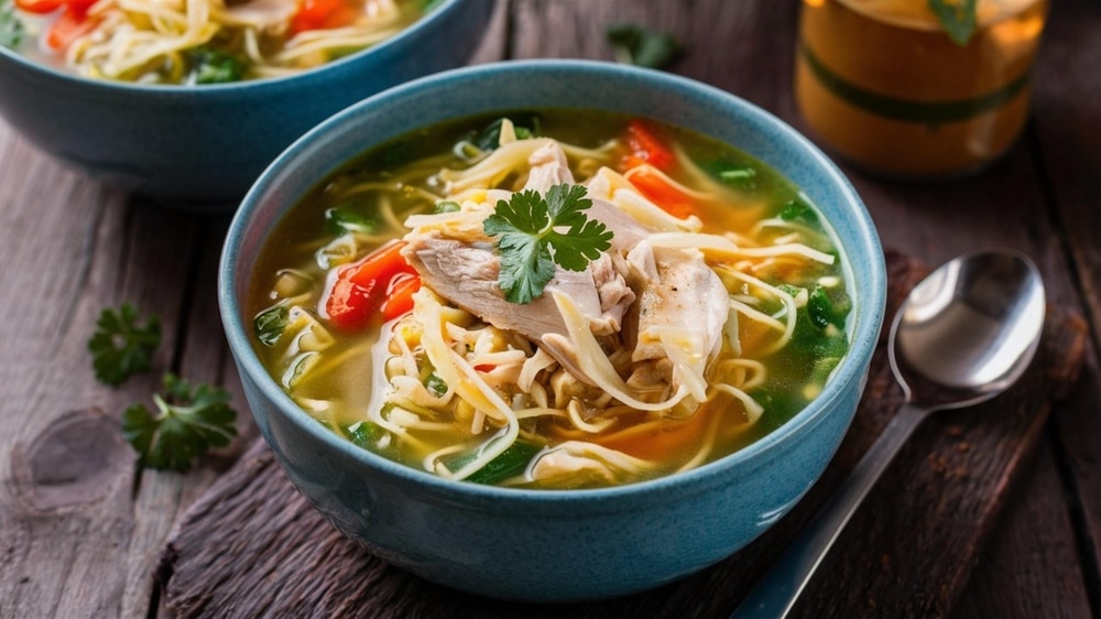 Chicken Noodle Soup with Broth , Tender Chicken Noodles 