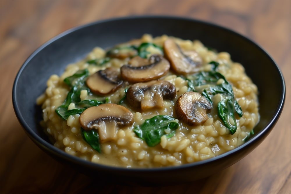 Creamy Mushroom And Spinach Risotto