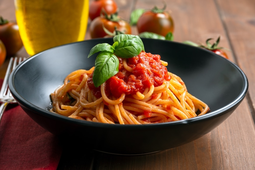 A view of the pasta with a vegan sauce