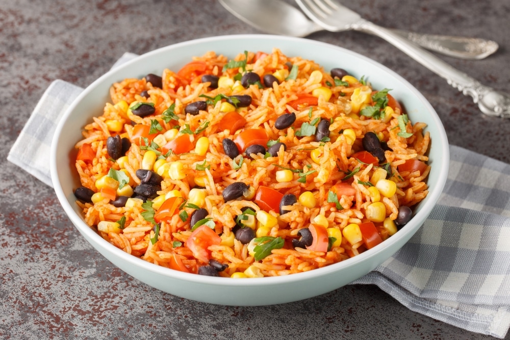 Delicious Mexican Rice With Black Beans Corn Garlic And Cilantro