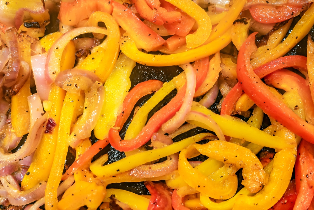 A close view of veggie fajitas