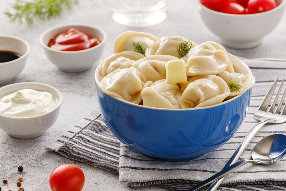 A view of soft dumplings inside a bowl