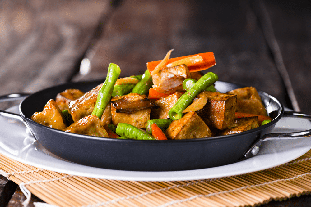 A view of a stir fry tofu