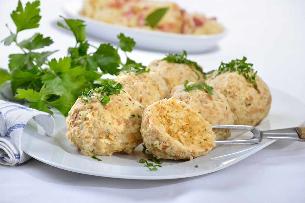 A view of German bread dumplings